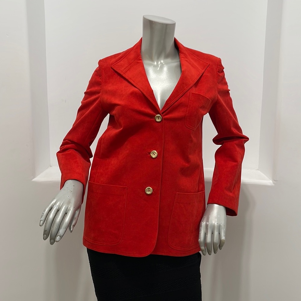 Roth Le Cover for I. Magnin  Vintage Suede Blazer Jacket Red Size 6